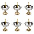 Copper & Stainless Steel Ice Cream Bowl with Spoon (6Pcs - Set)